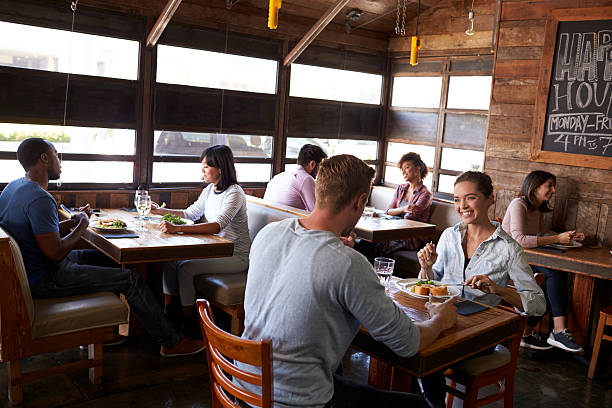 istock Young couples eating lunch relax in a restaurant 624851598