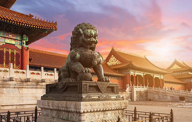 The Forbidden City  Beijing, China The Forbidden City with Sunset - Beijing, China tiananmen square stock pictures, royalty-free photos & images