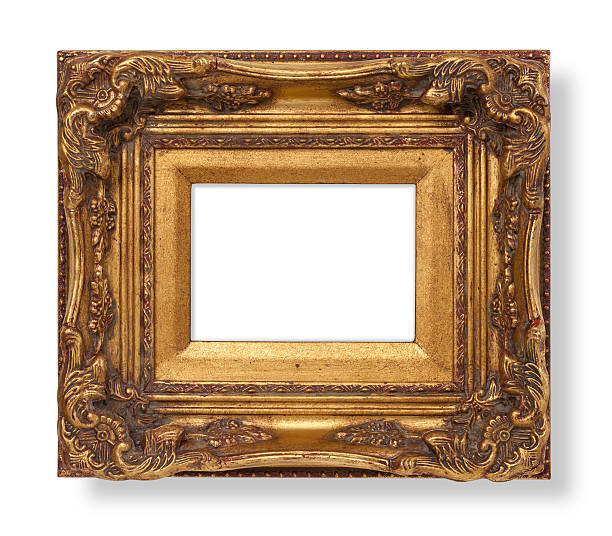 marco dorado antiguo aislado en blanco - gold antique old fashioned retro revival fotografías e imágenes de stock