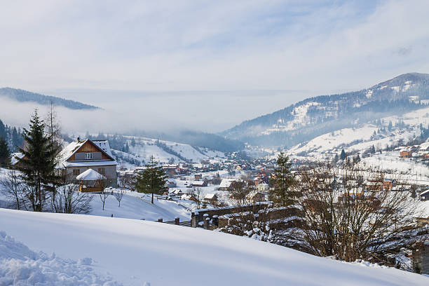 istock Mountains village winter landscape 624855682
