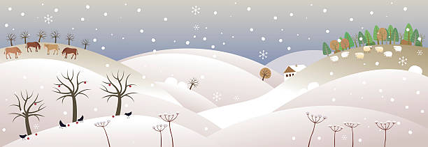 Winter panorama vector art illustration
