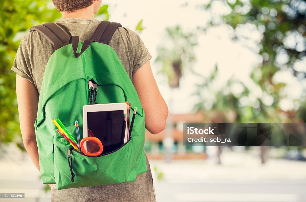 Young student man in campus Back to School Stock Photo