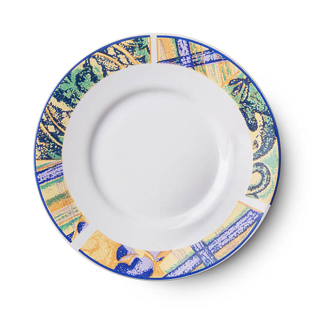 istock Simple white circular porcelain plate with clipping path 624878672
