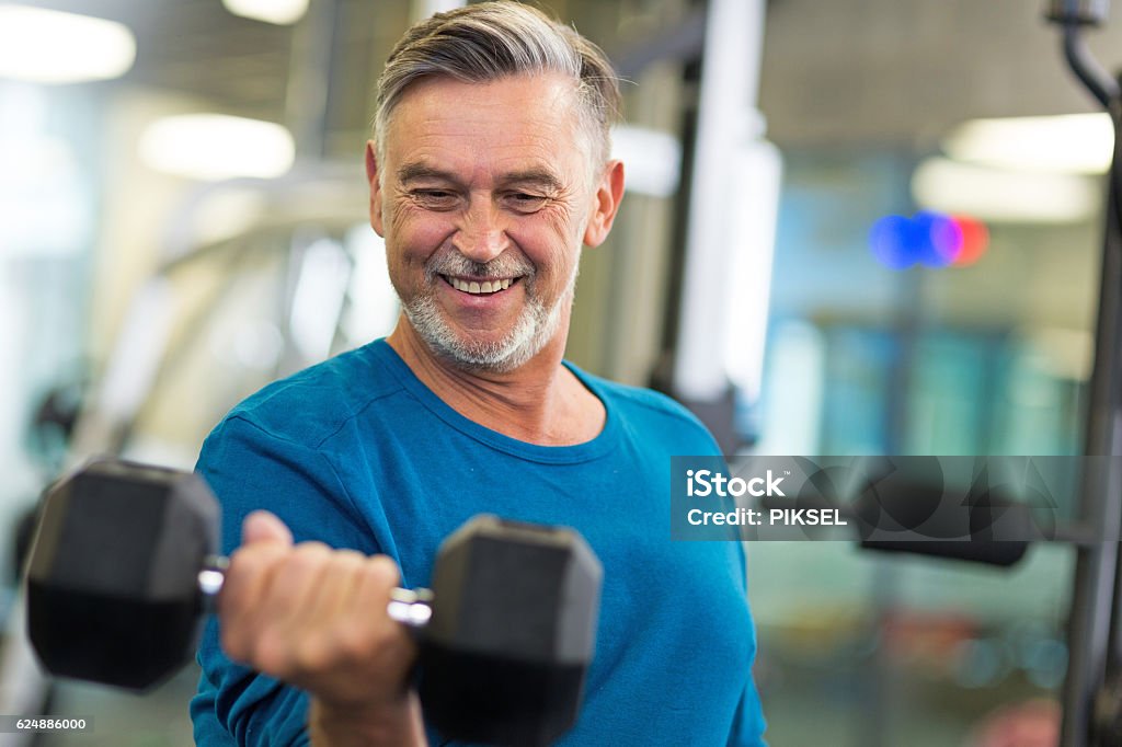 Senior man in health club Health Club Stock Photo