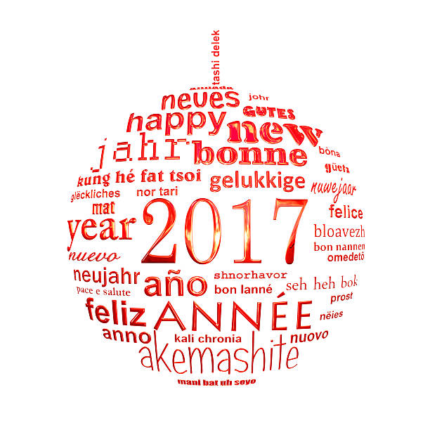 istock 2017, new year multilingual text word cloud greeting card 624887122