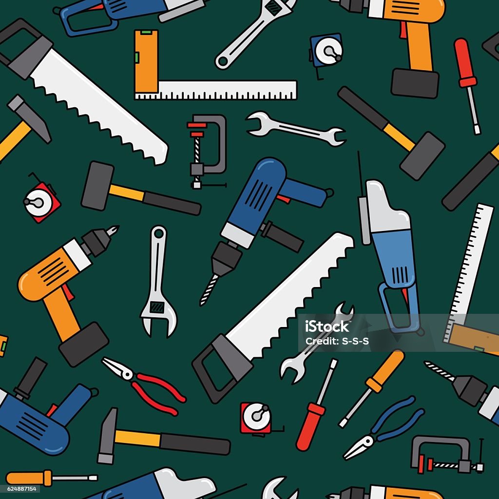 Construction Work Tools Pattern Stock Illustration - Download Image Now ...