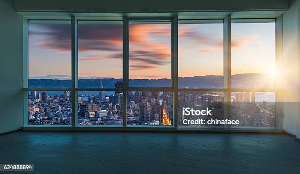 Beautiful Night Cityscape Outside The Windows San Francisco Stock Photo - Download Image Now