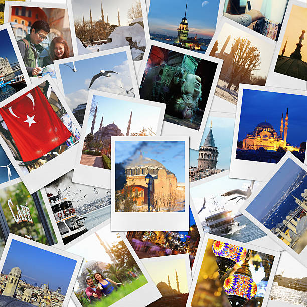 istanbul collage - galata kulesi fotoğraflar stok fotoğraflar ve resimler