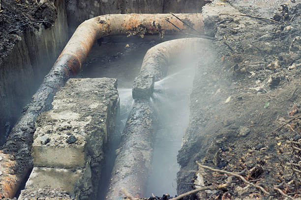 Broken old pipes of the heating system