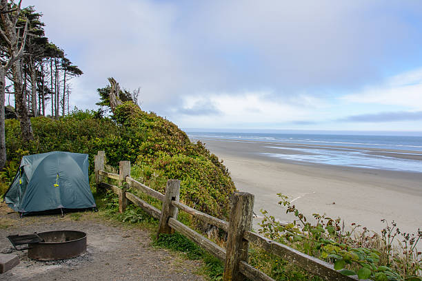 Camping on Kalaloch Campground, Pacific Coast, Washington USA stock photo