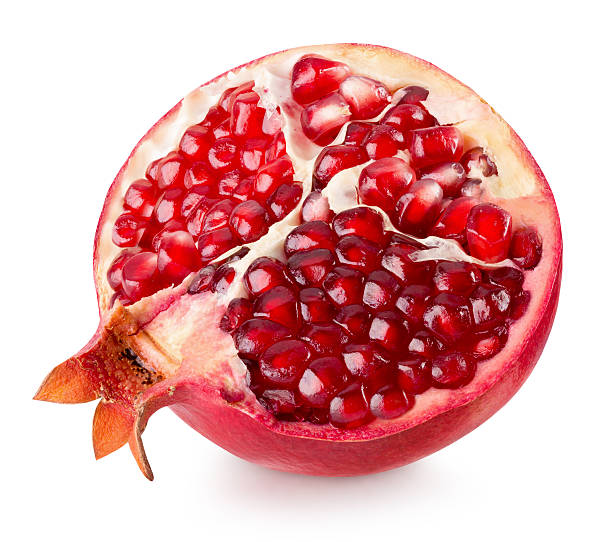istock half of pomegranate isolated on the white background 624898284