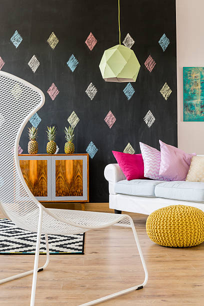 istock Modern lamp and white and black carpet 624904266