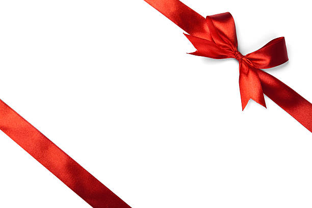 istock Red ribbon bow isolated on white background 624905402