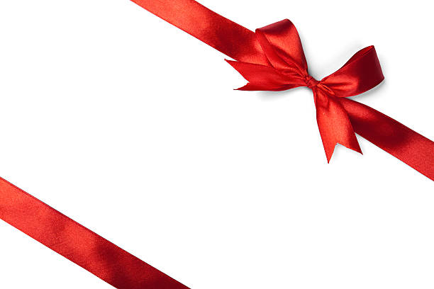 istock Shiny red satin ribbon on white background 624908352