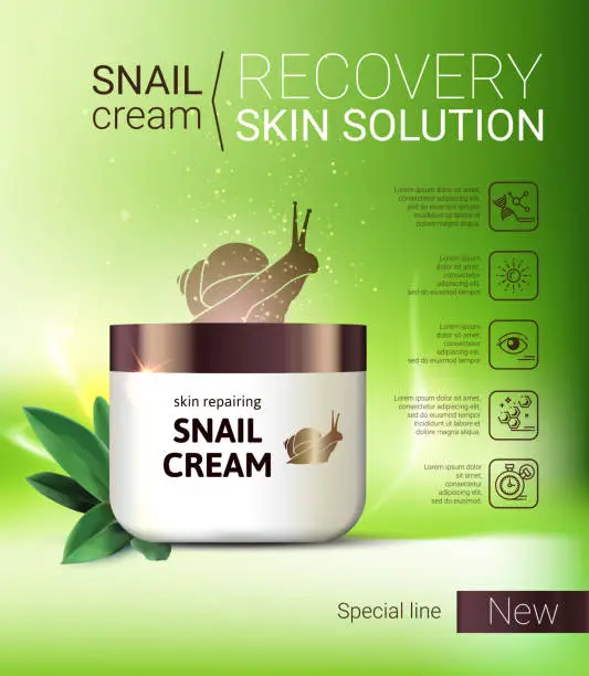 Vector illustration of Vector Illustration with snail cream container.