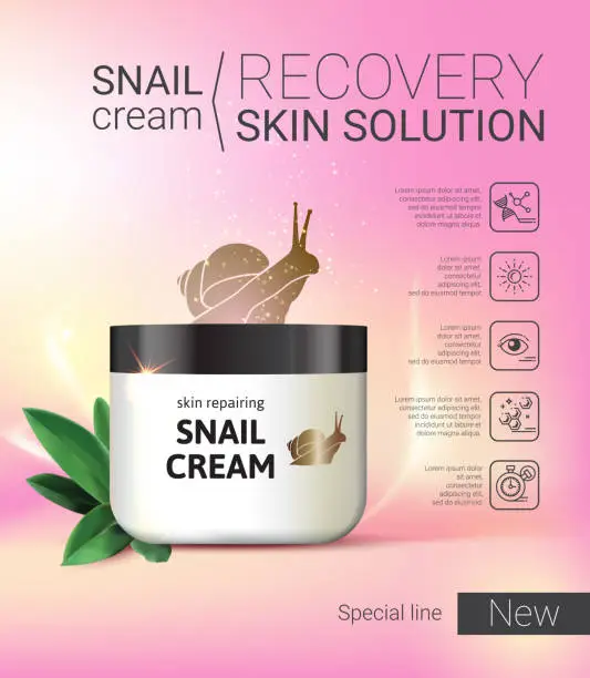 Vector illustration of Vector Illustration with snail cream container.