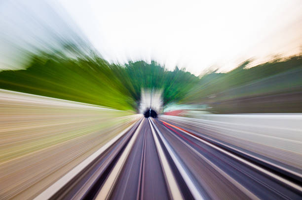 The train leaving the tunnel