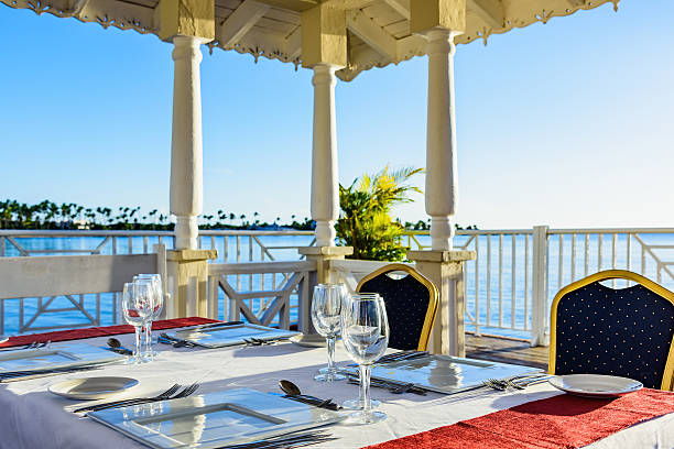 istock festive table in the gazebo at sunset 624929250