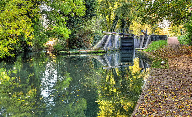 istock British landscape - lock on the canal 624946968