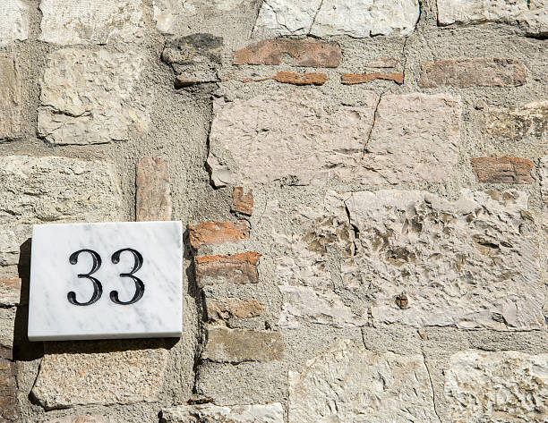 istock House number 33 sign. 624950152