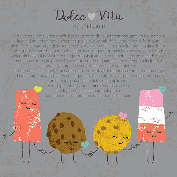 ilustrações de stock, clip art, desenhos animados e ícones de vector hand drawn ice cream set cute kawaii - frend