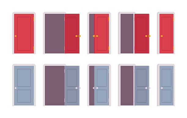 異なる位置のドアのセット - challenge outline choice business点のイラスト素材／クリップアート素材／マンガ素材／アイコン素材
