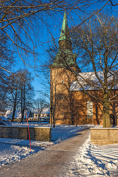istock Church in a town during the winter 624965730
