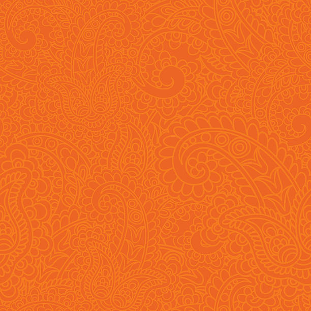 Rysley said. Seamless background made of paisley. Vivid orange. indian culture stock illustrations