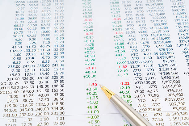 istock Financial charts with pen 624967494