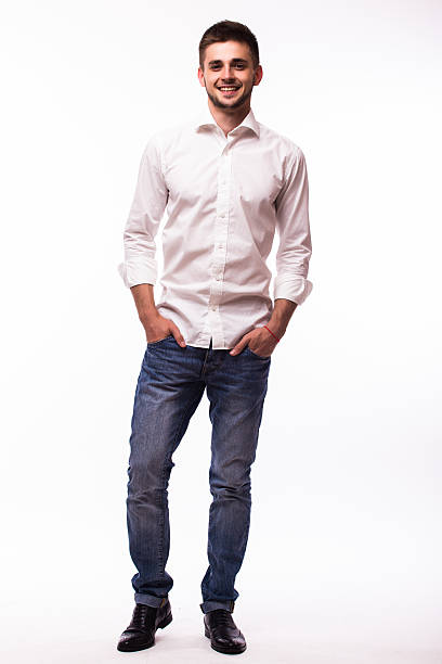 istock Handsome young businessman standing over white background 624974718