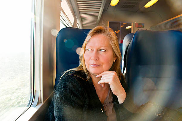 istock Woman enjoying train ride 624985482