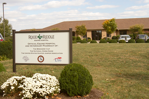 Lexington, Ky, United States - October 18, 2016: Entrance sign to Rood and Riddle Equine Hospital.