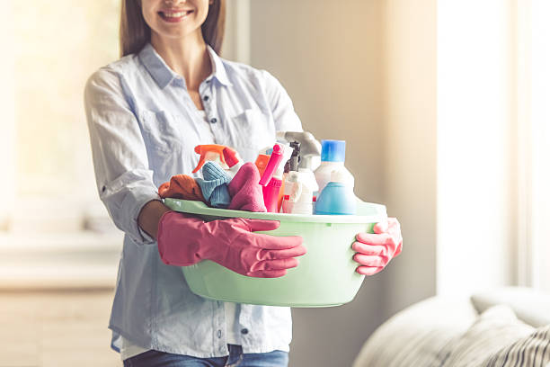istock Woman cleaning her house 624986800