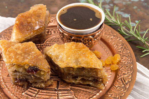 istock Homemade baklava dessert on a plate 624987044