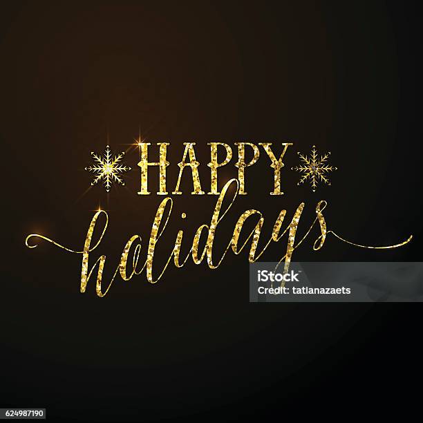 Vektorillustration Von Happy Holidays Glitzer Gold Schrifttext Stock Vektor Art und mehr Bilder von Frohes Fest - Satz