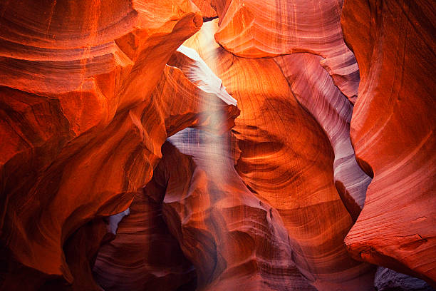 Light beam at Upper Antelope Canyon in Arizona, United States Upper Antelope Canyon in northern Arizona, United States. It is part of the Navajo Tribal Parks. upper antelope canyon stock pictures, royalty-free photos & images