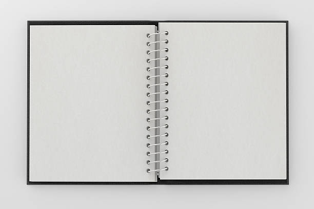 istock Blank facing pages of notebook on a spring and pen 624987634