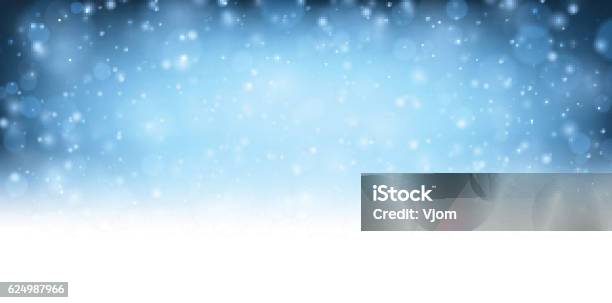 Winter Blue Shining Background Stock Illustration - Download Image Now - Backgrounds, Christmas, Defocused