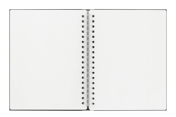 istock Blank facing pages of notebook on a spring and pen 624989334