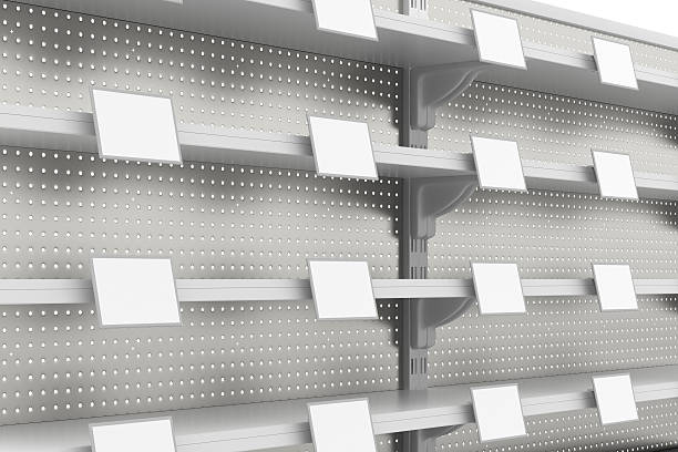 istock Empty supermarket shelves isolated on white background. Include clipping path. 624991256