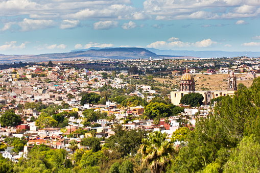 The city of San Miguel de Allende, Guanajuato in central Mexico is a Spanish colonial historic town. Featuring beautiful Spanish architecture and colorful residential district. A popular tourist destination in the region.