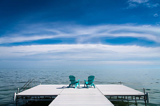 istock Adirondack or Muskoka Chair on a dock 625007236