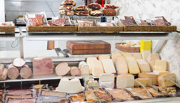 cheese collection in grocery - cheese counter supermarket bildbanksfoton och bilder
