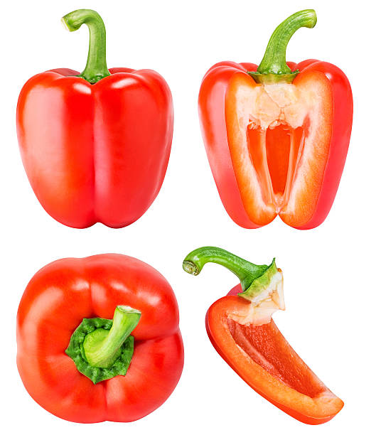 istock Set of red peppers isolated on white background 625007998