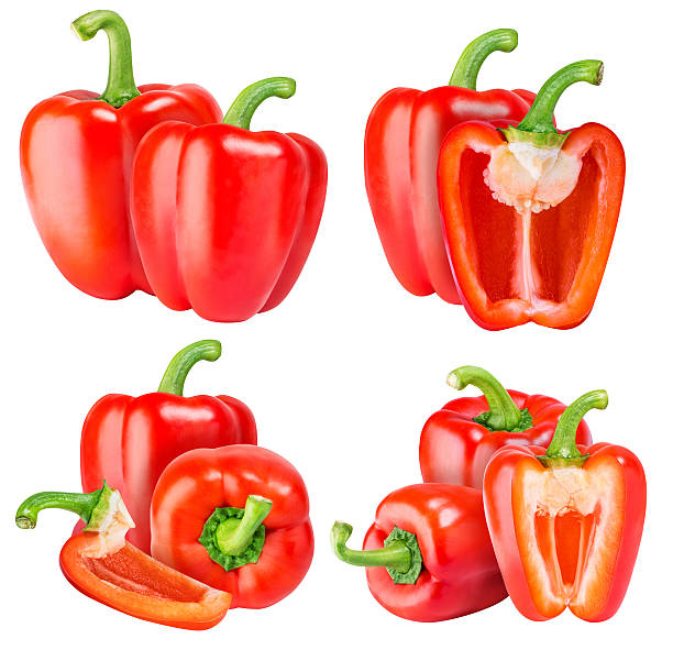 istock Set of red peppers isolated on white background 625008064