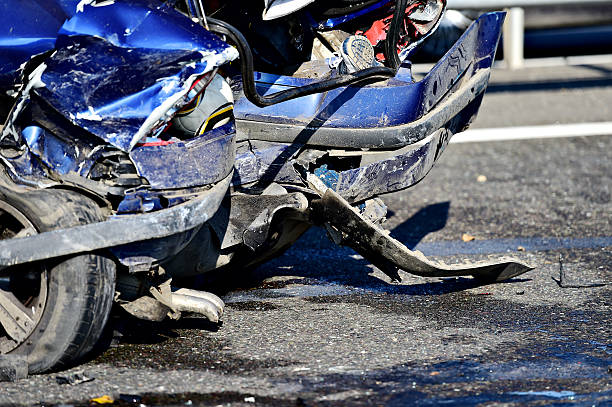 istock Car crash detail with damaged automobile 625009066