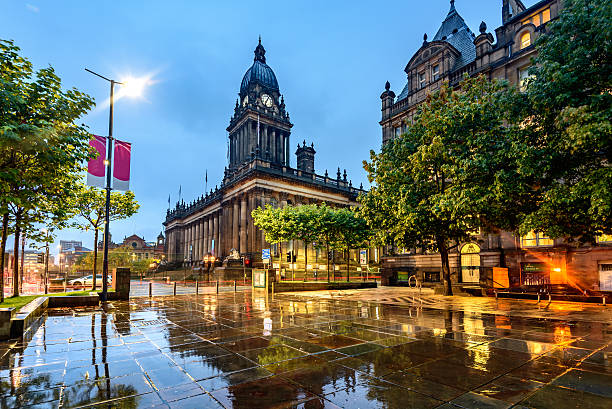 Leeds Town Hall, Leeds West Yorkshire,England Leeds Town Hall was built  on Park Lane (now The Headrow), Leeds, West Yorkshire, England. yorkshire england photos stock pictures, royalty-free photos & images