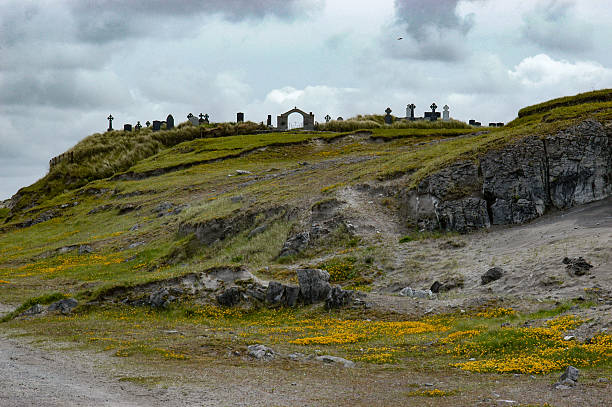 cemetary at the small black Budakirkja in Budir on the Snaefellsnes peninsula in West Iceland; Budir , Iceland