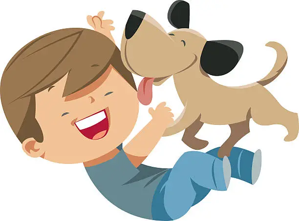 Vector illustration of Dog loves the Boy