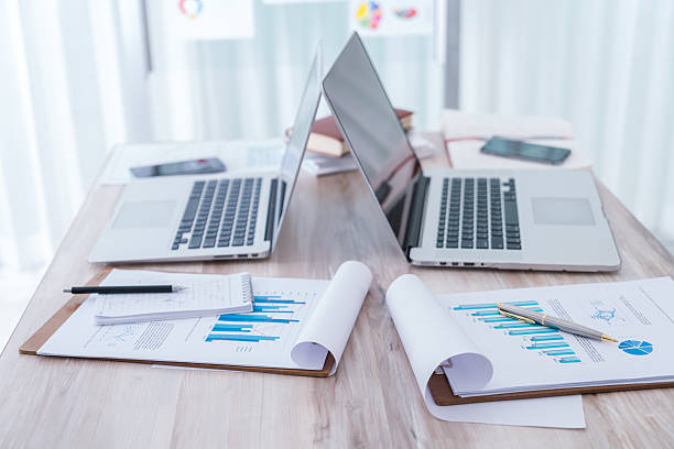 istock Financial charts with laptop 625041568